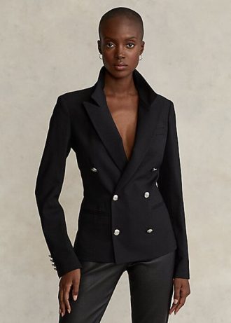 Schwarze Blazer aus Stretchwolle von Ralph Lauren für Damen