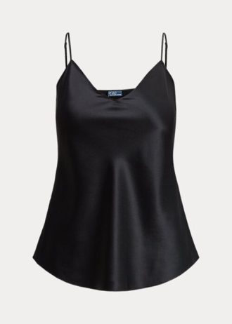 Schwarze Camisole-Oberteile aus Seide von Ralph Lauren für Damen