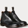 Schwarze Chelsea-Stiefel aus handpoliertem Leder von Ralph Lauren für Herren