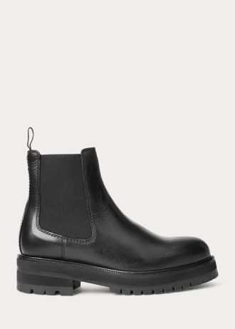 Schwarze Chelsea-Stiefel aus Kalbsleder von Ralph Lauren für Damen