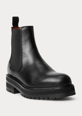 Schwarze Chelsea-Stiefel aus Kalbsleder von Ralph Lauren für Damen
