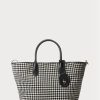 Schwarze Damen-Handtasche „Houndstooth“ von Ralph Lauren mit mittlerem Bellport-Muster Schwarze Damen-Handtasche „Houndstooth“ von Ralph Lauren mit mittlerem Bellport-Muster