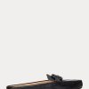 Schwarze Damen Ralph Lauren Brynn Flache Driver-Schuhe aus brüniertem Leder Schwarze Damen Ralph Lauren Brynn Flache Driver-Schuhe aus brüniertem Leder