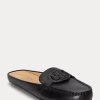 Schwarze Damen Ralph Lauren Brynn Flache Driver-Schuhe aus brüniertem Leder Schwarze Damen Ralph Lauren Brynn Flache Driver-Schuhe aus brüniertem Leder