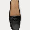 Schwarze Damen Ralph Lauren Brynn Flache Driver-Schuhe aus brüniertem Leder Schwarze Damen Ralph Lauren Brynn Flache Driver-Schuhe aus brüniertem Leder
