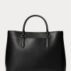 Schwarze Damen Ralph Lauren Leder Große Marcy Satchel Taschen