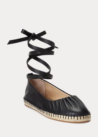 Schwarze flache Schnürschuhe Cecilia aus Nappaleder für Damen von Ralph Lauren