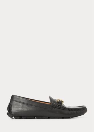 Schwarze Herren Ralph Lauren Anders Leder Driver Freizeitschuhe