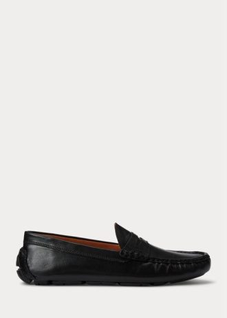 Schwarze Herren Ralph Lauren Anders Leder Driver Freizeitschuhe