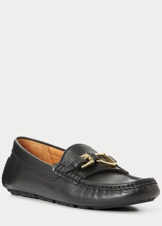 Schwarze Herren Ralph Lauren Anders Leder Driver Freizeitschuhe