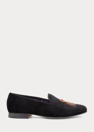 Schwarze Herrenschuhe aus Samt von Ralph Lauren Alonzo Bullion Crest Schwarze Herrenschuhe aus Samt von Ralph Lauren Alonzo Bullion Crest
