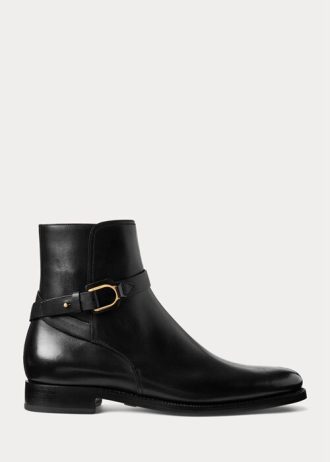 Schwarze Herrenstiefel „Welington“ von Ralph Lauren aus brüniertem Kalbsleder