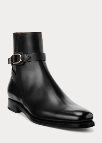 Schwarze Herrenstiefel „Welington“ von Ralph Lauren aus brüniertem Kalbsleder