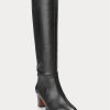Schwarze hohe Kalbslederstiefel von Ralph Lauren für Damen Schwarze hohe Kalbslederstiefel von Ralph Lauren für Damen