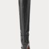 Schwarze hohe Kalbslederstiefel von Ralph Lauren für Damen Schwarze hohe Kalbslederstiefel von Ralph Lauren für Damen