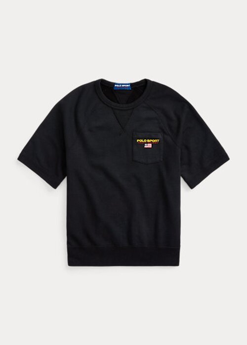 Schwarze Kurzarm-Sweatshirts von Ralph Lauren Polo Sport für Damen Schwarze Kurzarm-Sweatshirts von Ralph Lauren Polo Sport für Damen