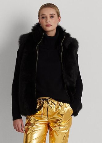 Schwarze Lammfellweste von Ralph Lauren für Damen