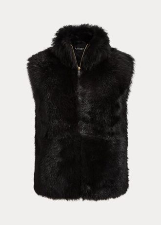 Schwarze Lammfellweste von Ralph Lauren für Damen