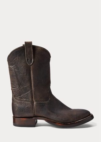 Schwarze Lederstiefel von Ralph Lauren für Herren