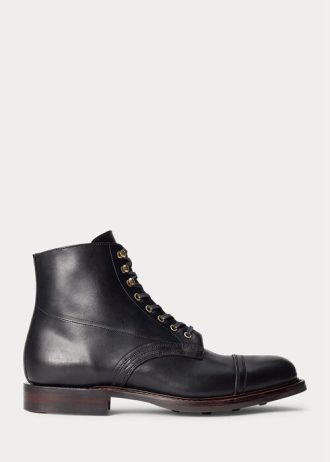 Schwarze Lederstiefel von Ralph Lauren für Herren