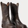 Schwarze Lederstiefel von Ralph Lauren für Herren Schwarze Lederstiefel von Ralph Lauren für Herren