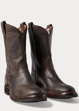 Schwarze Lederstiefel von Ralph Lauren für Herren