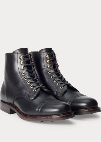 Schwarze Lederstiefel von Ralph Lauren für Herren