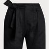 Schwarze Leinenshorts mit Gürtel von Ralph Lauren für Damen
