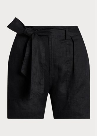 Schwarze Leinenshorts mit Gürtel von Ralph Lauren für Damen