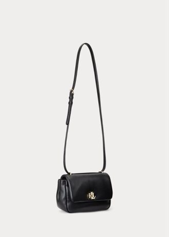 Schwarze mittelgroße Schultertaschen aus Nappaleder für Damen von Ralph Lauren