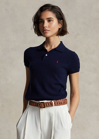 Schwarze Poloshirts aus Kaschmir im Slim Fit von Ralph Lauren für Damen