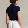 Schwarze Poloshirts aus Kaschmir im Slim Fit von Ralph Lauren für Damen Schwarze Poloshirts aus Kaschmir im Slim Fit von Ralph Lauren für Damen