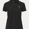 Schwarze Poloshirts aus Mesh im Classic Fit von Ralph Lauren für Damen Schwarze Poloshirts aus Mesh im Classic Fit von Ralph Lauren für Damen