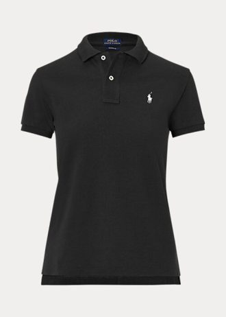 Schwarze Poloshirts aus Mesh im Classic Fit von Ralph Lauren für Damen Schwarze Poloshirts aus Mesh im Classic Fit von Ralph Lauren für Damen