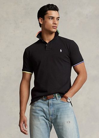 Schwarze Poloshirts aus Mesh im Classic Fit von Ralph Lauren für Herren Schwarze Poloshirts aus Mesh im Classic Fit von Ralph Lauren für Herren