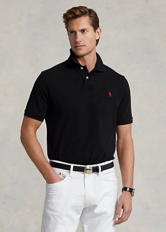 Schwarze Poloshirts aus Netzstoff von Ralph Lauren für Herren Schwarze Poloshirts aus Netzstoff von Ralph Lauren für Herren