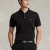 Schwarze Poloshirts aus weicher Baumwolle im Custom Slim Fit von Ralph Lauren für Herren Schwarze Poloshirts aus weicher Baumwolle im Custom Slim Fit von Ralph Lauren für Herren
