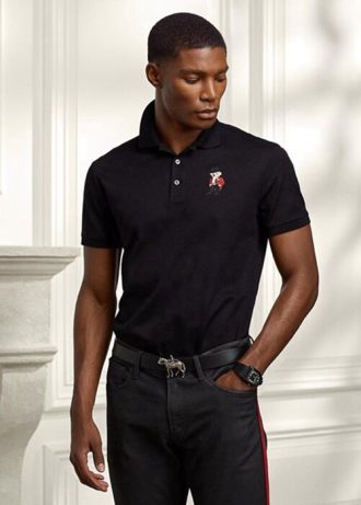 Schwarze Poloshirts mit Bären-Print für Herren von Ralph Lauren