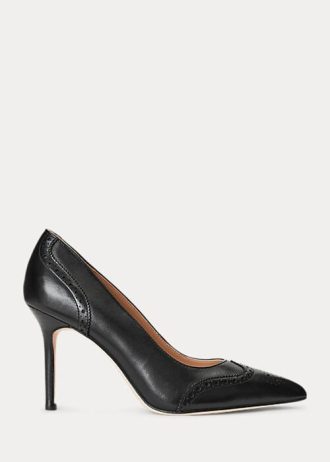Schwarze Pumps „Lynden“ aus brüniertem Leder für Damen von Ralph Lauren