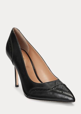 Schwarze Pumps „Lynden“ aus brüniertem Leder für Damen von Ralph Lauren