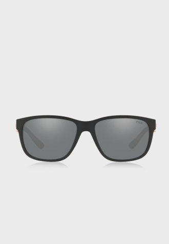 Schwarze quadratische Sonnenbrille Ralph Lauren 57326G für Herren