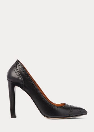 Schwarze Ralph Lauren Ainsley Pumps aus Kalbsleder für Damen