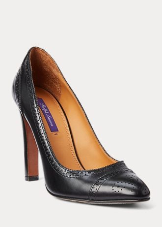 Schwarze Ralph Lauren Ainsley Pumps aus Kalbsleder für Damen
