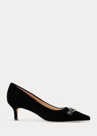 Schwarze Ralph Lauren Amory Samt-Pumps für Damen
