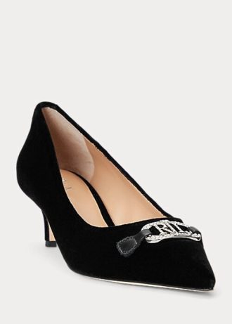 Schwarze Ralph Lauren Amory Samt-Pumps für Damen