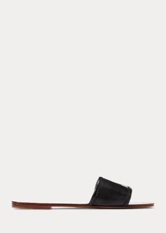 Schwarze Ralph Lauren Andela Sandalen aus brüniertem Kalbsleder für Damen Schwarze Ralph Lauren Andela Sandalen aus brüniertem Kalbsleder für Damen