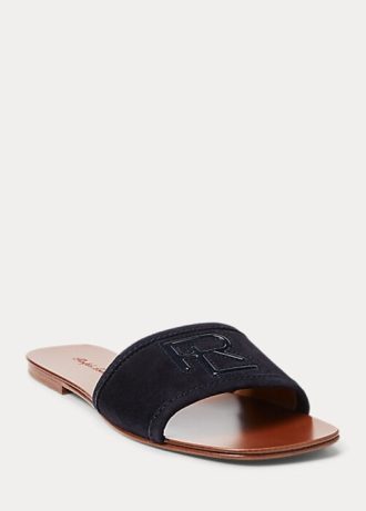 Schwarze Ralph Lauren Andela Sandalen aus Kalbswildleder für Damen Schwarze Ralph Lauren Andela Sandalen aus Kalbswildleder für Damen
