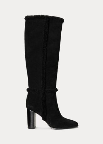 Schwarze Ralph Lauren Aubri Wildlederstiefel für Damen