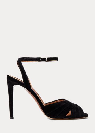 Schwarze Ralph Lauren Bacall II Samt-Pumps für Damen