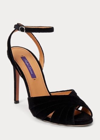 Schwarze Ralph Lauren Bacall II Samt-Pumps für Damen